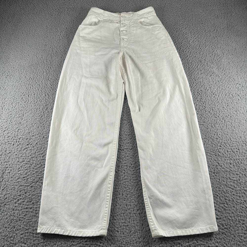 Nili Lotan Pants Womens 0 White Barrel Relaxed Wide Leg Twill Button Fly Chino